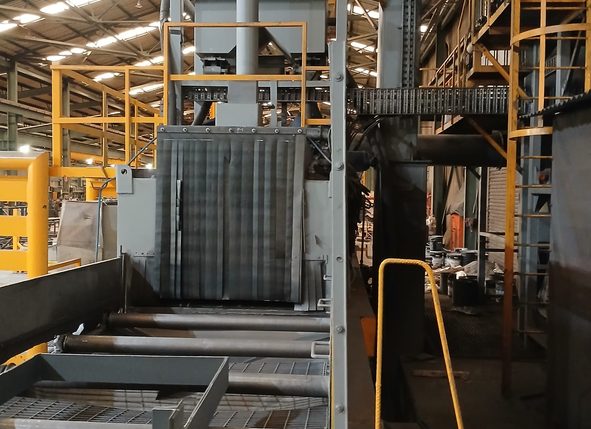 Abrasive blasting plant inside the workshop